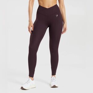 NWT Gymshark Crossover High Waisted Leggings Plum Brown